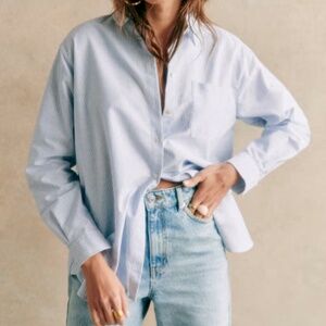 Sezane Max Shirt - Stripes Ecru / Blue